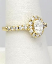 Load image into Gallery viewer, 14k Yellow Gold Pave Band 1.00ct Oval Round Diamond Halo Engagement Ring
