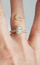 Load image into Gallery viewer, 14k Yellow Gold Pave Band 1.00ct Oval Round Diamond Halo Engagement Ring
