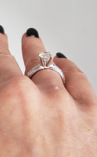 Load image into Gallery viewer, 14k Yellow Gold Pave Band 1.00ct Oval Round Diamond Halo Engagement Ring
