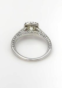 14k White Gold Pave Band 1 1/4ct Round Diamond Princess Halo Engagement Ring