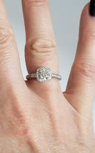 Load image into Gallery viewer, 14k White Gold Pave Band 1 1/4ct Round Diamond Princess Halo Engagement Ring
