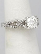 Load image into Gallery viewer, 14k White Gold Pave Beaded Band 1 1/2ct Round Diamond Engagement Ring
