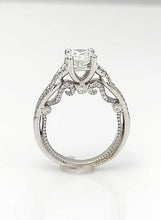 Load image into Gallery viewer, 14k White Gold Pave Beaded Band 1 1/2ct Round Diamond Engagement Ring
