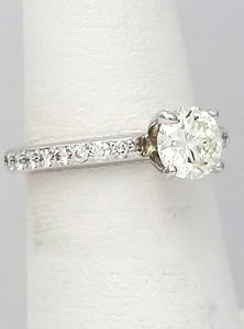 14k White Gold Pave Band 1 1/2ct Round Vs2 Diamond Solitaire Engagement Ring