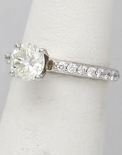 Load image into Gallery viewer, 14k White Gold Pave Band 1 1/2ct Round Vs2 Diamond Solitaire Engagement Ring
