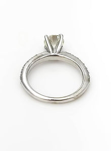 14k White Gold Pave Band 1 1/2ct Round Vs2 Diamond Solitaire Engagement Ring