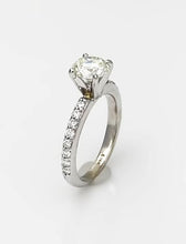 Load image into Gallery viewer, 14k White Gold Pave Band 1 1/2ct Round Vs2 Diamond Solitaire Engagement Ring
