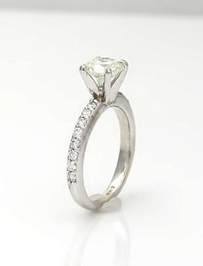 14k White Gold Pave Band 1 1/2ct Round Vs2 Diamond Solitaire Engagement Ring