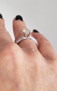14k White Gold Pave Band 1 1/2ct Round Vs2 Diamond Solitaire Engagement Ring