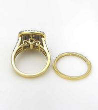 Load image into Gallery viewer, 14k Yellow Gold 2ctw Round Princess Cut Diamond Three Halo Engagement Bridal Set
