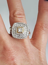 Load image into Gallery viewer, 14k Yellow Gold 2ctw Round Princess Cut Diamond Three Halo Engagement Bridal Set
