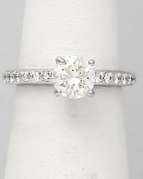 14k White Gold Pave Band 1 1/2ct Round Vs2 Diamond Solitaire Engagement Ring