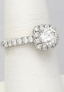 1.52 Ct. T.W. Round Diamond Halo Designer Engagement Ring 18k White Gold