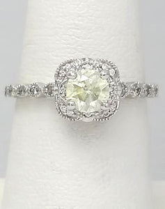 1.00 CT. T.W. Round Diamond Ornate Halo Engagement Ring 14k White Gold