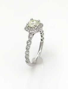 1.00 CT. T.W. Round Diamond Ornate Halo Engagement Ring 14k White Gold