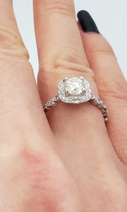 1.00 CT. T.W. Round Diamond Ornate Halo Engagement Ring 14k White Gold