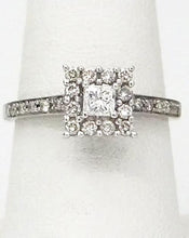 Load image into Gallery viewer, 1/2ct Princess Diamond Halo Engagement Ring In 14k White Gold
