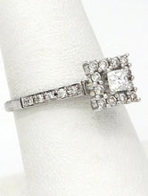 Load image into Gallery viewer, 1/2ct Princess Diamond Halo Engagement Ring In 14k White Gold
