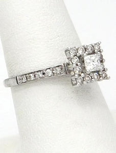 1/2ct Princess Diamond Halo Engagement Ring In 14k White Gold