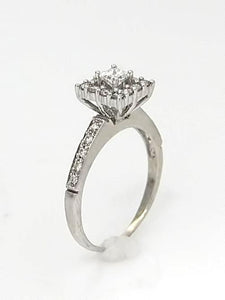 1/2ct Princess Diamond Halo Engagement Ring In 14k White Gold