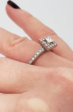 Load image into Gallery viewer, 1/2ct Princess Diamond Halo Engagement Ring In 14k White Gold
