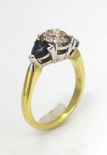Load image into Gallery viewer, 1.14ct Brown Diamond &amp; Sapphire Engagement Ring In 18k Yellow Gold
