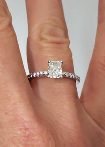 .75ct Radiant Cut Diamond Engagement Pave Ring In 14k White Gold