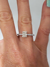 Load image into Gallery viewer, .75ct Radiant Cut Diamond Engagement Pave Ring In 14k White Gold
