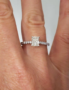 .75ct Radiant Cut Diamond Engagement Pave Ring In 14k White Gold