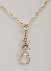 Afarin Collection .47ct Diamond Dangle Triple Drop Pendant 750 18K Yellow Gold
