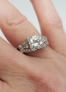 1.42ct Round European Diamond Engagement Ring In Platinum