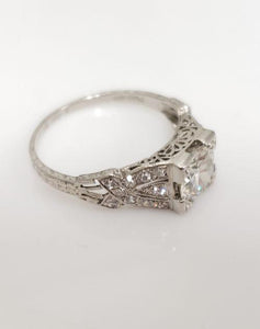 1.42ct Round European Diamond Engagement Ring In Platinum
