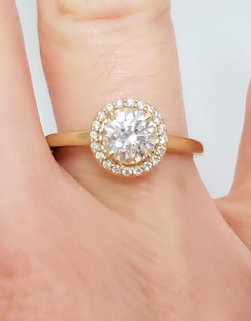 Round Diamond Halo Engagement Ring In 14k Yellow Gold