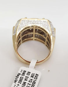 Mens 2.50ct Diamond Square Composite Diamond Tiered Ring In 10k Yellow Gold