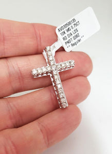 .75ct Diamond Cross Pendant In 10k White Gold