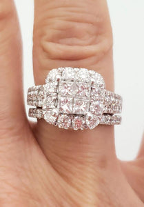 2.05ct Princess Diamond Engagement Bridal Set Ring In 14k White Gold