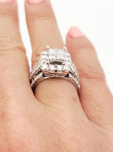 2.05ct Princess Diamond Engagement Bridal Set Ring In 14k White Gold