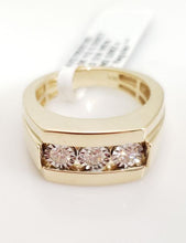 Load image into Gallery viewer, Mens .50ct Diamond Three Stone Rectangle Ring In 10k Yellow Gold
