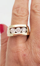 Load image into Gallery viewer, Mens .50ct Diamond Three Stone Rectangle Ring In 10k Yellow Gold
