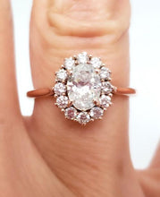 Load image into Gallery viewer, 1.00ct Diamond Oval Halo Engagement Ring In 14k Rose Gold (SI2/F)
