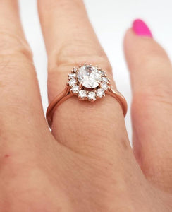 1.00ct Diamond Oval Halo Engagement Ring In 14k Rose Gold (SI2/F)