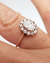 Load image into Gallery viewer, 1.00ct Diamond Oval Halo Engagement Ring In 14k Rose Gold (SI2/F)
