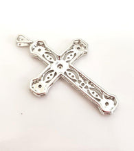 Load image into Gallery viewer, 1/2ct Diamond Filigree Cross Pendant In 14k White Gold
