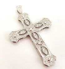 Load image into Gallery viewer, 1/2ct Diamond Filigree Cross Pendant In 14k White Gold
