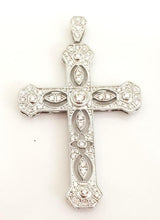 Load image into Gallery viewer, 1/2ct Diamond Filigree Cross Pendant In 14k White Gold
