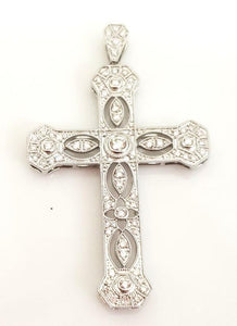 1/2ct Diamond Filigree Cross Pendant In 14k White Gold