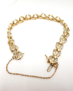 3.00ct T.W. Diamond Heart Ribbon Tennis Bracelet In 14k Yellow Gold