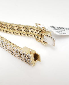 Mens 2.50ct Diamond Three Row Tennis Bracelet In 10k Yellow Gold