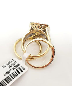 3.00ct T.W. Diamond Cushion Frame Engagement Bridal Set In 10k Yellow Gold