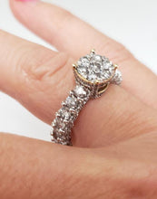 Load image into Gallery viewer, 3.25ct T.W. Diamond Composite Flower Cluster Engagement Ring In 14k Gold
